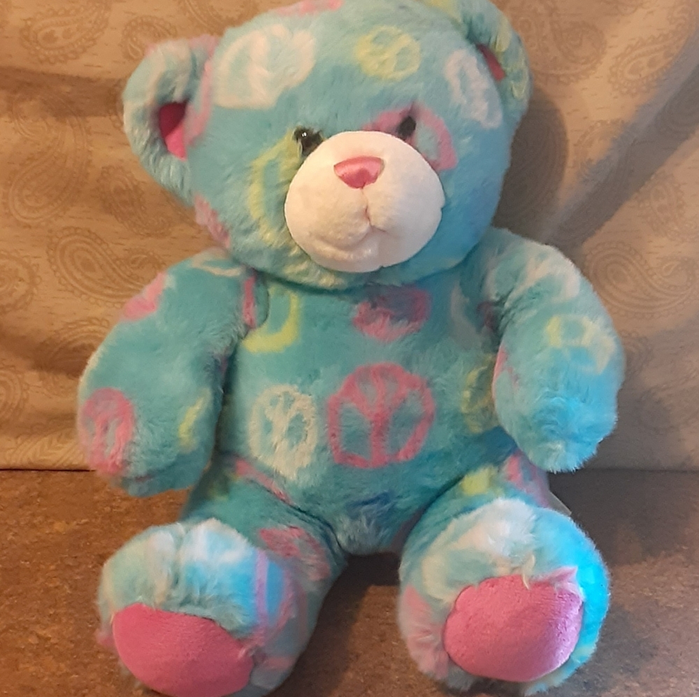 Build•A•Bear Plush 15" Peace Sign Bear - VGC.